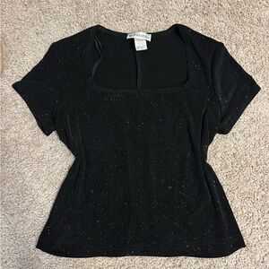 Dressbarn Black Glitter Short Sleeve Top